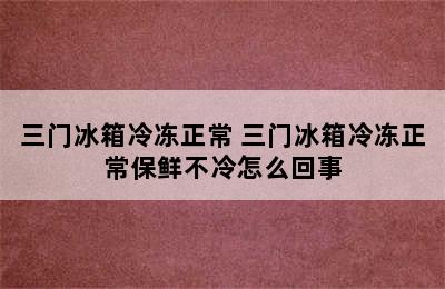 三门冰箱冷冻正常 三门冰箱冷冻正常保鲜不冷怎么回事